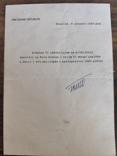 Original 1958 tito bürobrief - 1958,