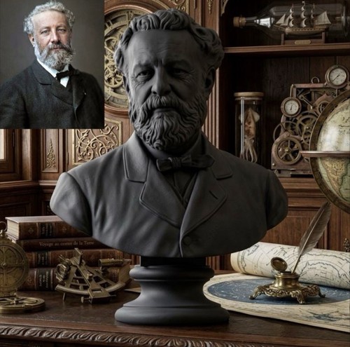 Jules verne büste - büste, statue